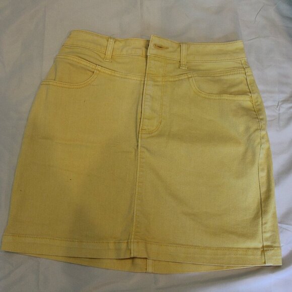 Hollister Ultra High Rise Yellow Denim Mini Skirt - Picture 1 of 6